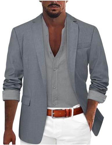 Blazer Casual da Uomo, Casual Giacca Slim Fit Giacche in Cotone Monopetto a Due Bottoni Blazer Elegante Regular Fit Giacca Primaverile da Smoking da Matrimonio Abito Elegante