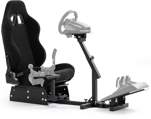 Anman Rennspiel Ständer mit Schwarz Sitz Passend für Logitech G29 G920, für Thrustmaster T248, für Fanatec CSL Rennsimulator Cockpit ohne Lenkrad/Pedal/Schalthebel