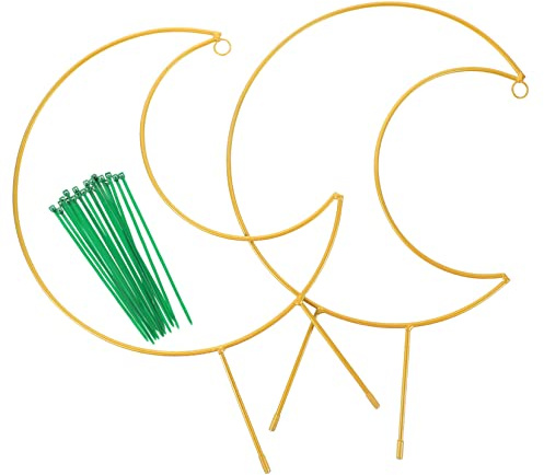 Mikikit Treillis Forme de Lune pour Plantes Grimpantes Support Décoratif Extérieur pour Pots de Fleurs Cadre Escalade avec Attaches Vertes Style Aléatoire