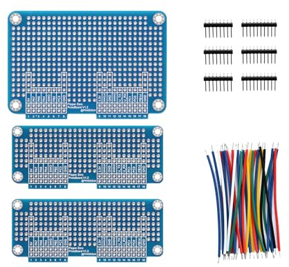 PINGEQUA Prototyping Board Kit – Breadboard Expansion Set with 1 Large and 2 Small Boards, Includes Matching GPIO Header Pins and Jumper Wires – DIY Hardware Development for Flipper Zero(Blue)