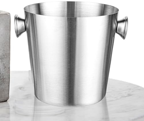 Secchiello per il ghiaccio, contenitore refrigerante per vino da 2 l, in metallo, grande, isolato, con manico, per bar, feste, cocktail, vino, champagne, birra