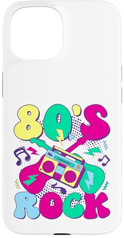 80’s Rock Design rétro années 80 avec Boombox et Guitares Coque pour iPhone 15