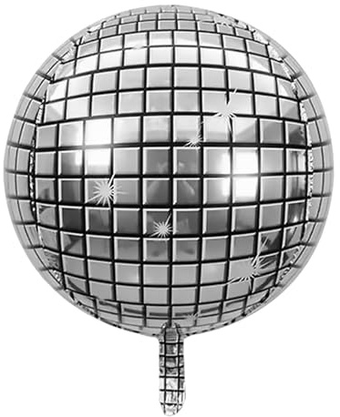 KIXZSAZ Palloncini con pallina in foil da 22 pollici, lisci e luminosi, in stile retrò e tridimensionali, con palloni da discoteca. Palloncini discoteca, Argenteo, 1 pz, 32 pollici