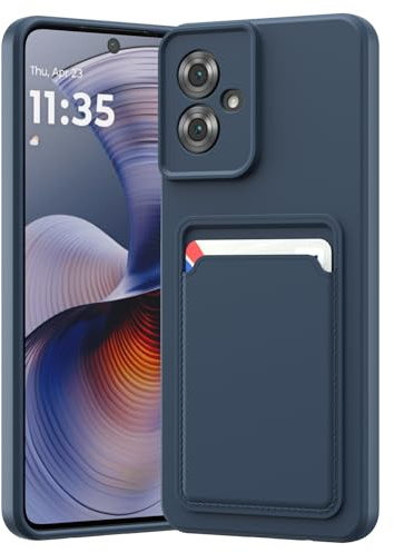 LVVFEI Funda Motorola Moto G54 /G55 con Tarjetero Funda Silicona TPU Anti-Choque Integrada con Ranura para Tarjetas y Efectivo, Azul