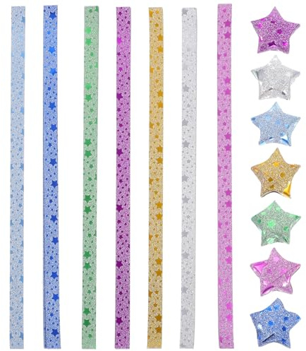 BATHVEVE Origami Papierstreifen Sternförmige Einfach zu Falten 140 Stück aus Papier in Schönen Farben für Schule und Selbstgemacht Bastelprojekte