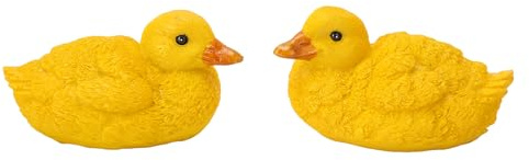 DIRBAK Statua di anatra Mini figure di anatra in resina dipinta a mano arredamento da giardino carino per patio decorazione auto ufficio materiale in resina durevole 11x7 cm 2 pezzi