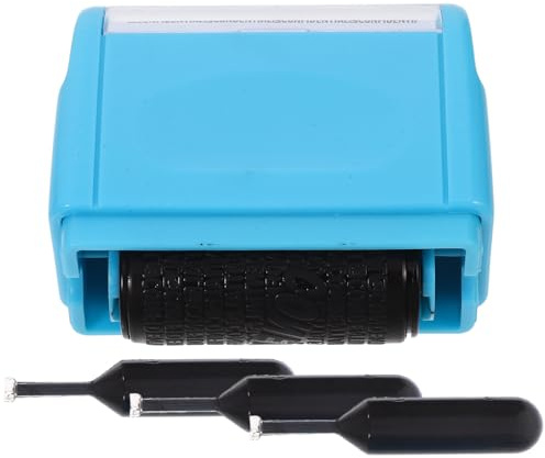HOMOCONO Secret Stamp Roller Large Blue with 3 Ink Pads, Portable Confidential Identity Theft Protection Stamp for Home and Office Privacy Information Concealment