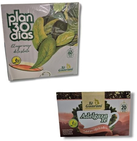 Pack Té Guaraní Adelgaza + Plan 30 Días | 20 + 60 Saquitos | Infusión de Hierbas Naturales | Rutina Herbal Aliada para el Control de Peso y Bienestar Diario
