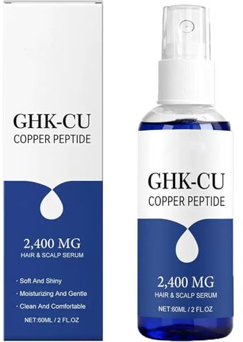 Spray de suero de péptido de cobre Ghk-Cu,suero de crecimiento capilar con péptido de cobre Ghk-Cu para mujeres y hombres,repara cabellos secos y dañados,fortalece y engrosa el cabello,60 ml. (1pcs)