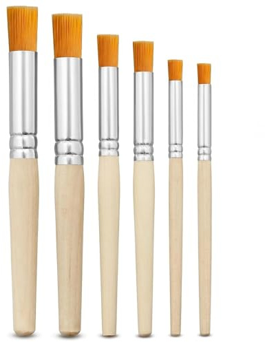 6PCS Round Head Paint Brushes Synthetic Bristle Crafting Tools Wooden Handle For Professionals Adults DIY Enthusiasts Canvas Watercolour Acrylic Oil Painting Studio Cosplay Props Art Supplies Kit