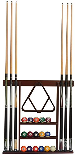 Flintar Wand-Queue-Halter, Premium-Billard-Queue-Halter, aus massivem Hartholz, verbesserte direkte Wandmontage, Kugeln und Kugelablage nicht im Lieferumfang enthalten), Mahagoni-Finish