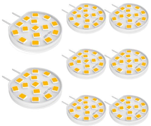 G8 LED Bulb Dimmable 3W Mini Thin Puck Light Bulbs Equivalent to 20W-25W T4 G8 Bi-Pin Base Halogen Bulb, 120V Warm White 3000K G8 Bulb for Under Counter Kitchen Lighting, Under Cabinet Light (8 Pack)
