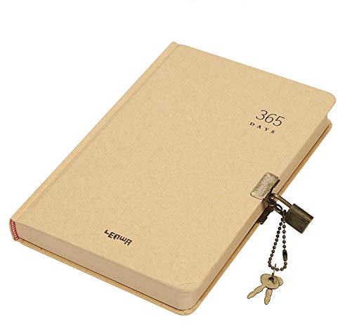 Notizbuch A5 Hardcover Tagebuch Kraftpapier Notebook 384 Seiten Blanko Schreibheft Schüler Studenten Notizheft Reisetagebuch Künstler Sketchbook Büro Business Geschäftsbuch mit Schloss und Schlüssel