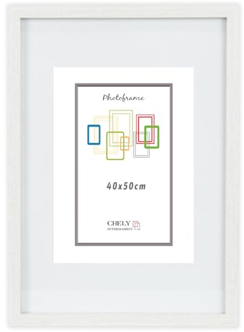 CHELY INTERMARKET MOD351 Marco Fotos Madera Moderno 40x50cm Con Paspartú Interno 30x40cm Estilo Decorativo Elegante Cuadro Decoración Vertical Pared Regalo Hogar Oficina Color Blanco 1 Unidad