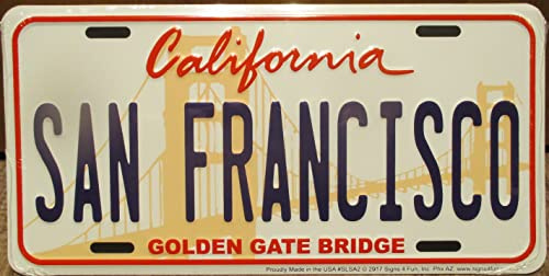 Hotrodspirit - Placa de matrícula de San Francisco, California, chapa de EE. UU. en relieve, licencia plana