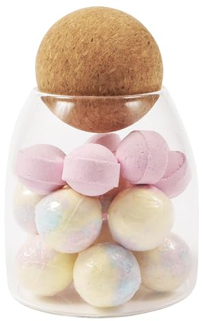 ORNAMI Clear Glass Kitchen Storage Jar with Cork Ball | Mason Food Canister Jar with Spherical Cork Lid | BPA-Free Pantry Organiser (0.5L)