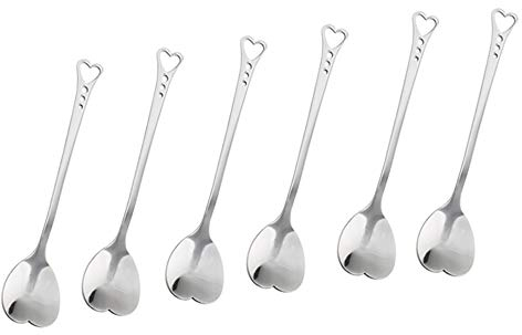 IKAAR 6 Stück Kaffeelöffel Edelstahl Teelöffel Kuchen Löffel Spiegel Poliert Teelöffel Set in Herzform Silber