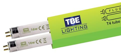 TBE LIGHTING T4 16w Fluorescent Tube Lamps 480mm - 2 Pack of CFL Bulbs - G5 2-Pin Base Fittings - T4 High Efficiency Lamps, Soft White 3500K