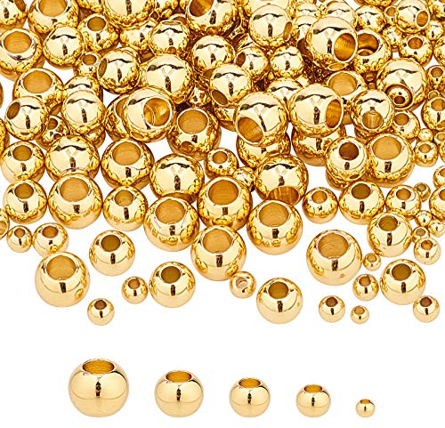 NBEADS 200 Stück Messing Perlen 5 Größen Rondelle Spacer Messing Perlen Metall Big Hole Perlen Für DIY Schmuckherstellung, 2 mm / 3 mm / 4 mm / 5 mm / 6 mm Loch