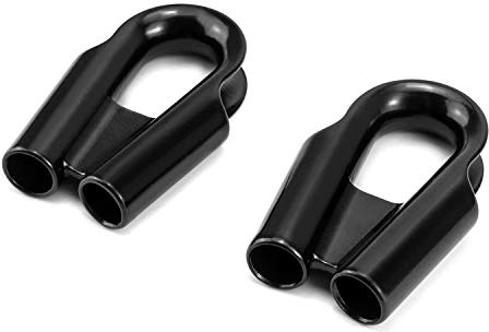 QWORK 15mm 5/8 304 Stainless Steel Rope Wire Cable Thimble with Gusset for 5/8 or 9/16 Wire or Winch Rope, Black (Pack of 2)