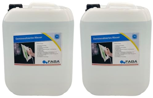 FABA Demineralisiertes Wasser, Destilliertes Wasser, Laborwasser, rein 2 x 10 Liter