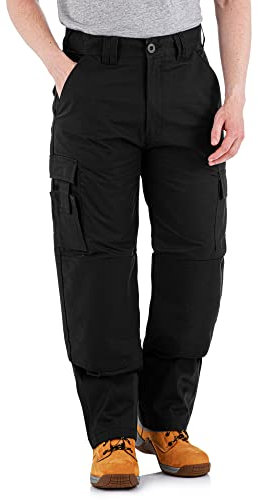 WrightFits Falcon Work Trousers Men - Heavy Duty Work Pants for Men Durable Trademens Workwears - Cargo Combat Trousers Triple Stiching Multi Pocket Kneepad Pocket 32/33 Black
