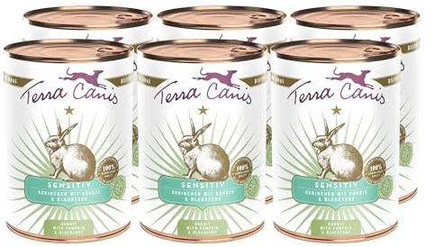 Terra Canis Kaninchen mit Kürbis, Sensitiv Nassfutter für Hunde, 6x400g | 100% Lebensmittelqualität aller Rohstoffe, leicht verdaulich für sensible Hunde, allergenfrei und getreidearm
