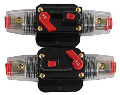 Automatiksicherungshalter, Inline Auto Leistungsschalter 12V-24V DC, Manuellen Reset Schalter für Car Audio Solar Inverter Systemschutz (30A)