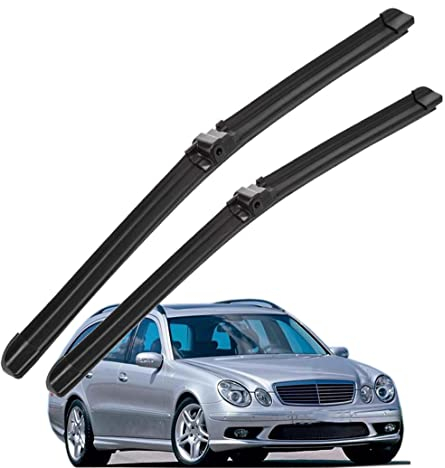 QHYTL Scheibenwischer Für Auto Scheiben Wiper Blades Für E Class W211 S211 2002-2009 Wischerblatt Vorne Wischblätter Gummi Windshield Wipers 26 26 fit Seitenstiftarm