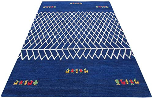 Handarbeit Teppich 100% Wolle 160X230 cm Blau Orientteppich Handgetuftet T803