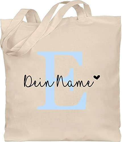 Geschenk mit Namen personalisiert by Shirtracer - Baumwolltasche - Name anpassbar Buchstabe Herzchen I Geschenk Initialen