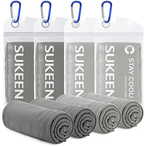 Sukeen Cooling Towel, 4 Pack Cooling Towels for Neck, Soft Breathable Microfibre Sweat Towel, Stay Cool Ice for Gym Workout Yoga Golf Running Camping(40''x12'')