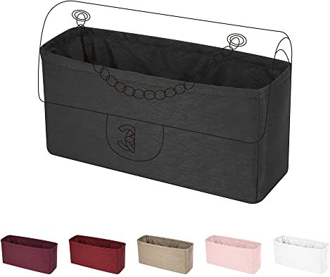 ArcDiary Seide Handtasche Organizer für Chanel CF Classic-flap, Taschenorganizer Tasche in Tasche Organizer, Luxuriöser Tasche Tote Einsatz (Small 23.5, Black)