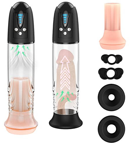 Pompa Pene Elettrica Pompa per Pene Ingrandimento Pompa per il Pene Pompe Pene con 4 Modalità di Aspirazione e Masturbtore per Uomo Realistici, Pompa Ingrandimento Pene Sex Toys Uomo per Pompino