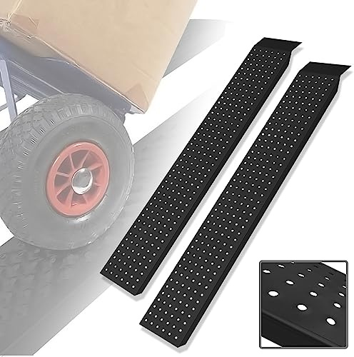 UISEBRT Lot de 2 Rampes de Chargement jusqu'à 400kg - 135cm Rampes d’accès en Acier Galvanisé - Rail de chargement Antidérapantes pour Moto ATV Quad Voiture - Nior