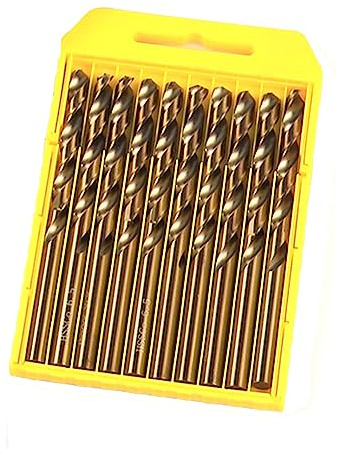 HSS-Co 5% Cobalt Bohrer Kobalt Jobber Bohrer Set Spiralbohrer zum Bohren auf Edelstahl, Harte Stähle, Metall (10.0mm(5 Stück))