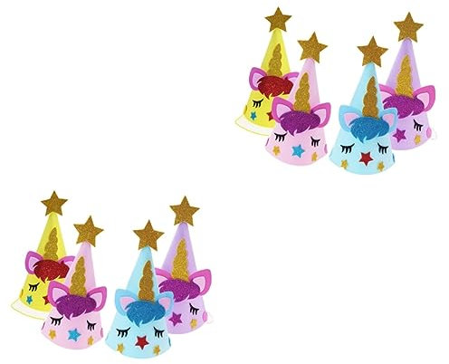 POPETPOP 2sets Geburtstag Krone Hüte Party Hüte Für Kinder Design Glitter Kappe Geburtstag Gelb 4 Stücke * 2
