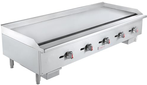 EMPURA 48 4-Burner Countertop Gas Griddle | Flat Top Grill Hot Plate with Manual Control for Food Truck Restaurant | 120,000 BTU | 18H x 48W x 31D, Stainless Steel (LP Conversion Kit Included)