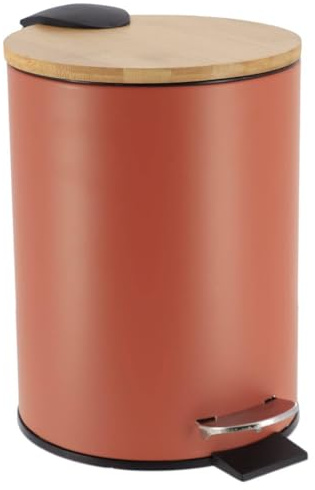 Tendance - Papelera metálica con Freno de caída 2,5l - bambú Terracota