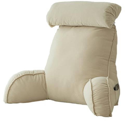 XIEMINLE Großes Lesekissen, weiches Rückenstützkissen, abnehmbares Nackenstützkissen, Sofakissen zum Lesen, Fernsehen, Lendenwirbelstützkissen, Armkissen, 75 x 40 x 55 cm, Beige