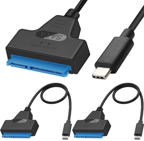 Xiatiaosann Adaptateur USB C vers SATA, 10 Gbit/s USB 3.1 Gen 2 Type-C mâle vers 2,5'' SATA III Adaptateur convertisseur de pilote dur, connecteur externe pour disque dur 2,5, données SSD (lot de 2)