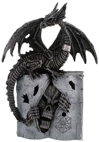 Kremers Schatzkiste Magischer Drache auf LED Buch aus Polyresin Mystisches Fantasy Deko 21x14x8 cm