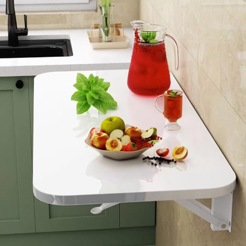 Tavolo Pieghevole A Parete, Scrivania A Scomparsa, Tavolo A Ribalta da Parete, Tavolo da Lavoro Pieghevole, Scrivania Pieghevole Salvaspazio, per Ufficio, Cucina, Giardino, Bianco (Size : 50x50cm/19.