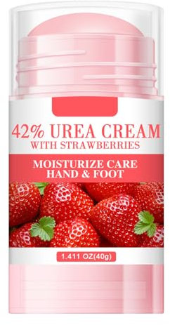 Urea Creme 42% mit Erdbeere - Fußcreme für rissige Fersen und trockene Haut - Urea Cream Stick für rissige Fersenbehandlung, Knie, Ellbogen und Hände - feuchtigkeitsspendende Hornhaut Fußpflegecreme