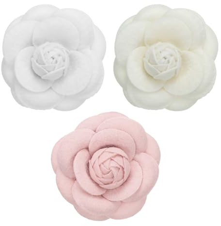 PATIKIL Kamelia tygstift, blombrosch konstgjorda blommor broscher för kvinnor flickor tyg bröllopsfest dekor tillbehör smycken gåva, Konstgjord ull