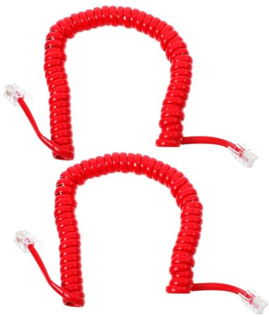 Angoily 2 Pezzi Cavo Telefoni Fissi a Molla Rosso Accessorio Telecomando Estensibile Con Design Resistente e Antigroviglio Per Casa e Ufficio