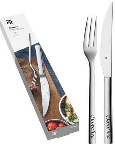 WMF Steakbesteck Nuova 2-teilig mit Gravur nach Wunsch Edelstahl Besteck mit Box