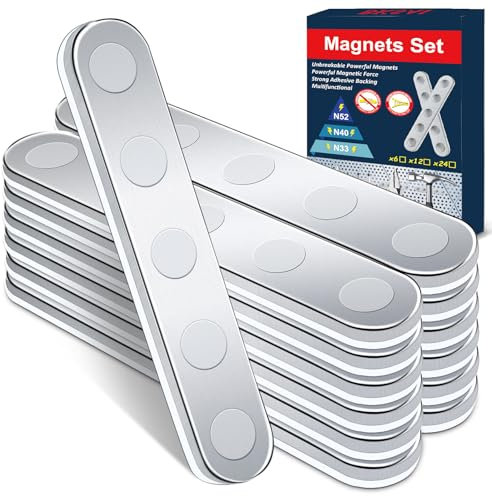 BKSAI 12er Unzerbrechliche Magnete Selbstklebend Stark Hält 1,5KG Magnetband zum Kleben Neodym Magnete Klebemagnete 65x10x2mm Magnetband Flach für Schule, Büro