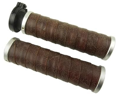 PGVXEM 22MM Vintage Motorrad Lenkergriffe mit Retro PU Leder Vintage Lenkergriff for Vintage Bike(Type G)