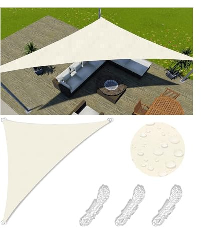 Toldo Vela de Sombra Triángulo Impermeable Toldos Exterior Terraza Protección Rayos UV Resistente al Desgarro para Terraza Balcon Exteriores Jardín con Anillo en D y Cuerdas de Fijación 1.5x1.5x2.2M